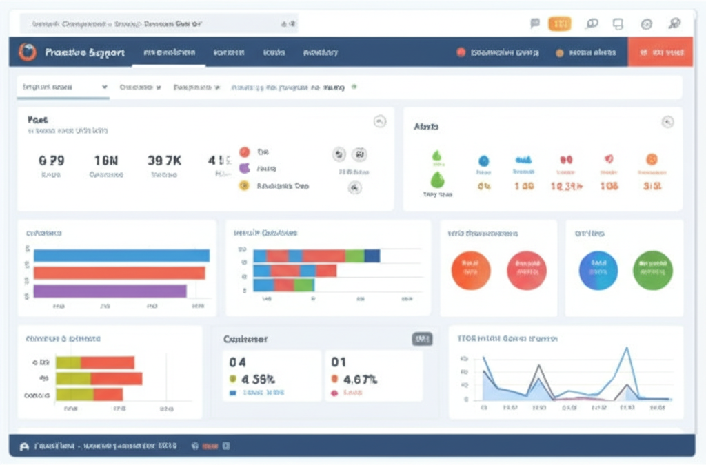 Proactive support dashboard showing shipping alerts and notifications